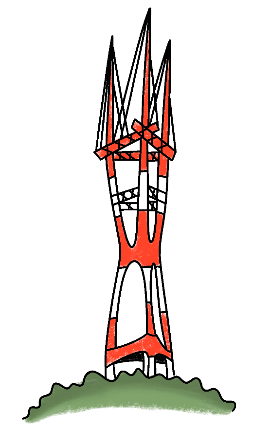 Sutro Tower, hand-drawn